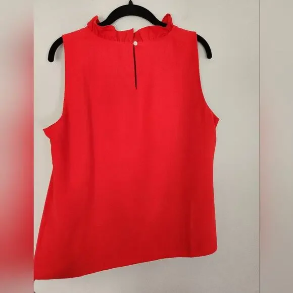J Crew Red Ruffle Neck Business Casual Tank top Women's size Medium - Picture 5 of 6